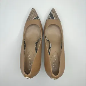 Lauren Ralph Lauren Lindella Nude Leather‎ Snake Cap Toe Stiletto Pumps Heels 7B thumbnail 6