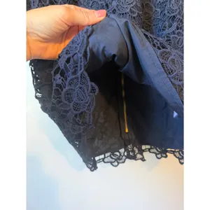 Nanette Lepore Lace Top Womens Size M Navy Blue Mock Neck Zipper Back Coquette thumbnail 5