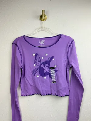 Hot Topic x Olivia Rodrigo NWT Lilac Fairy Graphic Long-Sleeve Crop Top Size L thumbnail 2