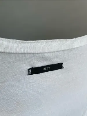 Obey White Short Sleeve Scoop Neck Graphic T-Shirt Dress with Red Rose thumbnail 6