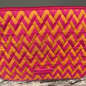 Vera Bradley Pink and Orange Cosmetic Bag with Quilted Design thumbnail 3