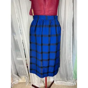 Pendleton skirt wool plaid knee length blue black Size 6 thumbnail 4