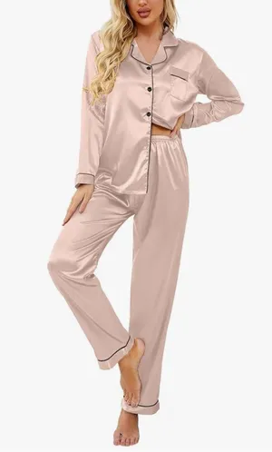 Pink Silk Pajamas Amazon thumbnail 1