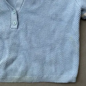 Alo Yoga Tennis Club Sweater Knit Cropped Polo Seashell Blue/White XS thumbnail 5