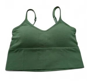 Olive Green Minimalist Sports Bra with Adjustable Straps thumbnail 4