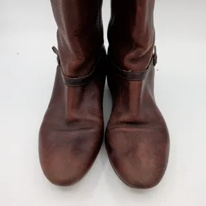 Frye Bonnie Dark Brown Leather Riding Boots Women‎ 7M 77985 Round Toe Low Heel thumbnail 4