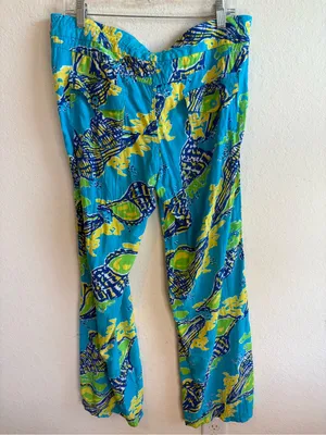 Lilly Pulitzer Turquoise Blue Palazzo Pants Size Large thumbnail 5