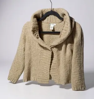 Cambridge Dry Goods Womens Cozy Knit Shawl Collar Cardigan Sweater Tan‎ Size M thumbnail 1