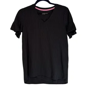 Comfort Code by Cuddl Duds Black Ruffle Sleeve Pajama Set XS Loungewear‎ thumbnail 2