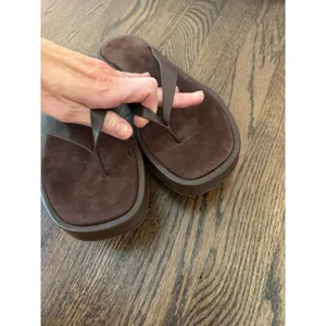 Reformation Eden Platform Flip Flop Espresso Brown Leather Suede Sz 9 NEW $228 thumbnail 14