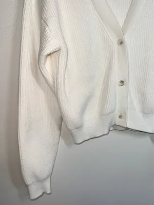 Lulus Ivory White Button Up Cropped Cardigan Sweater Knit thumbnail 5