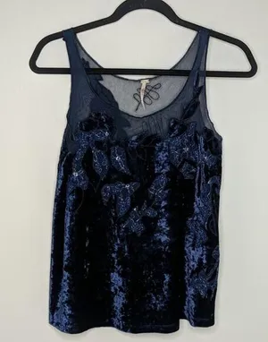 Free People Velvet/Mesh Tank Top Cami S thumbnail 1