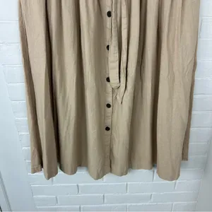 Universal Thread Tan Button Front Linen Blend Skirt Size L thumbnail 5