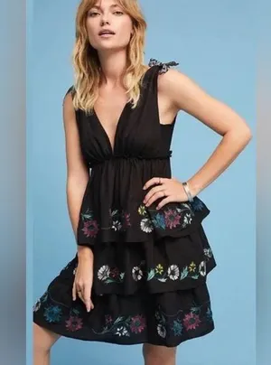 NWOT Anthropologie | Red Carter - Nerano- Tiered Embroidered Dress, size XS thumbnail 1