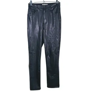 Abercrombie & Fitch Curve Love 90s Straight Faux Leather Pants Size 27 (4) Black thumbnail 2