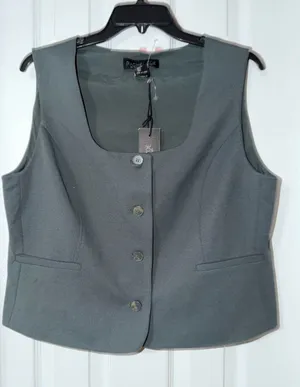 Rachel Zoe Women's Slate Gray Button-Front Vest thumbnail 1