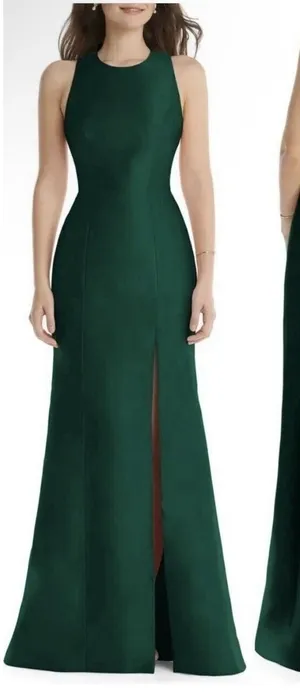 Alfred Sung D824 Hunter Green Jewel Neck Open Back Bow Gown Size 16 R $248 thumbnail 1