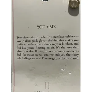 Tiny Tags You + Me Round Charm Pendant Necklace Gold Plated Brass 16+2in Adj thumbnail 4