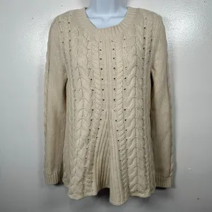 Cabi Womens Sweater‎ Small Cable Knit Corset Tie Back Style 3157 Ivory Cream thumbnail 8