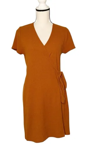 Madewell Textured & Thread Terracotta Burnt Orange Wrap Dress Sz M thumbnail 1