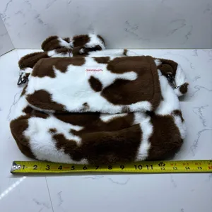 Y2K Faux Fur Crossbody Bag Cow Print Western Cowgirl indie streetwear Brown thumbnail 5