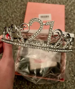 21 Crystal Rhinestone Birthday Tiara Silver thumbnail 1