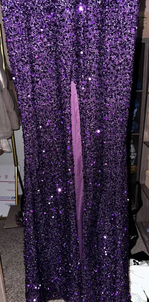 Miss Look Maxi purple sequin prom dress thumbnail 5