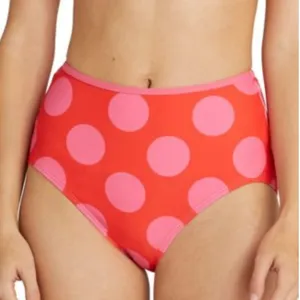 Kate Spade New York Red & Pink High Waist Bikini Bottom Size Small thumbnail 1