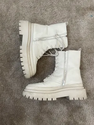 Cool Planet Lug Sole Combat Boots Bone Color thumbnail 2