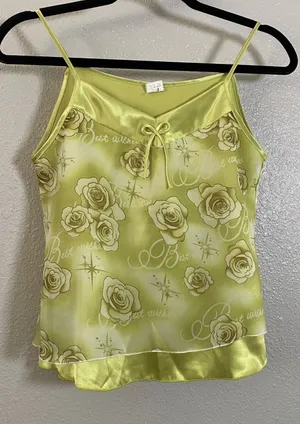 Vintage Y2K‎ 2000s Green Fairycore Dainty Feminine Camisole L Casual Summer thumbnail 1