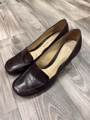 ANTONIO MELANI Dark Brown old money chunky heel Leather Square-Toe Loafers 6.5 thumbnail 7