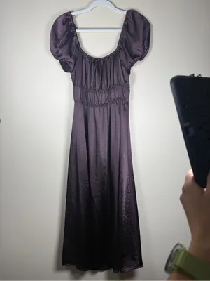 GB Satin Milkmaid Fairy Witchy Midi Dress Sz M Coquette thumbnail 8