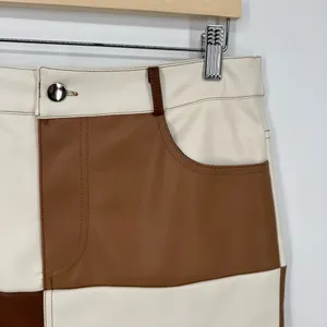 Forever 21 Faux Leather Patchwork on‎ Brown And Tan Mini Skirt L thumbnail 4