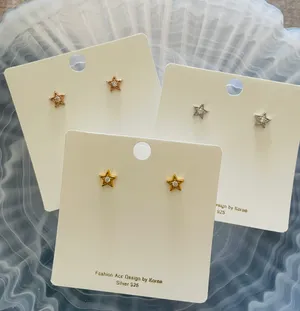 Set Of 3 Pairs (6 Pieces) Stars ⭐️ Earring Studs / Gold Over Sterling Silver thumbnail 1