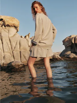 Zara Light Beige Oversized Blazer thumbnail 3