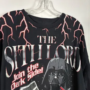 Star Wars Hybrid Apparel Black Darth Vader Sith Lord Lightening AOP Graphic Tee thumbnail 2