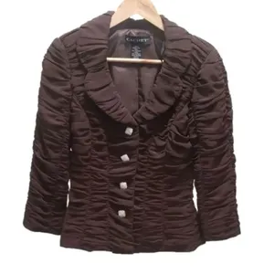 Cachet Brown Ruched Blazer Jacket Size 4 thumbnail 4