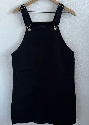 SPAO Y2K 90s Black Denim Vibe Coverall Dress Overall Dress Front Pocket Small thumbnail 1