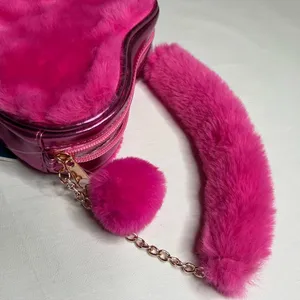 Rainbow Sugar Fluffy Pink Heart Shoulder Bag 7” thumbnail 4