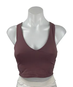 Alo Yoga Dusty Purple V Neck Racerback Workout Running Athletic Crop Top Size S thumbnail 1
