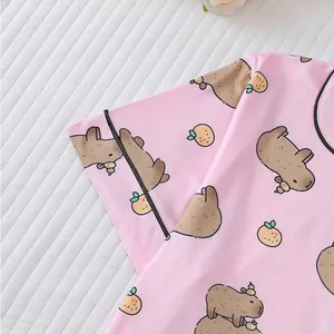 Pink Teddy Bear Pajama Set with Piping Details thumbnail 4