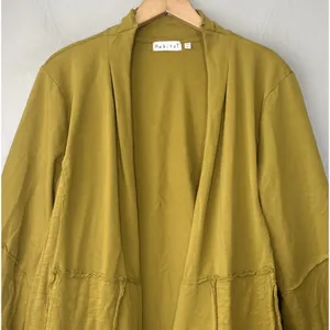 Habitat Knit Cardigan Size XL Chartreuse Green Open Front Artsy Lagenlook Boho thumbnail 3