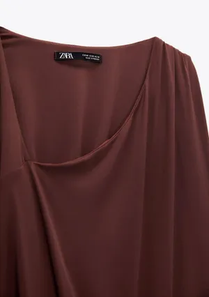 ZARA NWT brown CUT OUT ASYMMETRICAL DRESS thumbnail 6