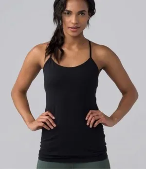 LULULEMON Power Pose Tank Top with Shelf Bra Black A/B Cup Luon Size 4 EUC thumbnail 3