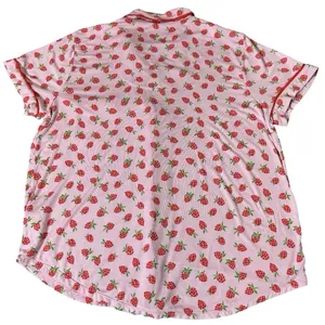 Kate Spade NY Strawberry Print Pajama Set 2 Piece Short Sleeve Pants Size L Pink thumbnail 3