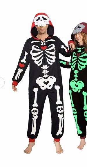Halloween Skeleton Glow In The Dark Pajamas Plush Size Small thumbnail 1