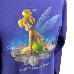 Disney Store Tinkerbell Purple Sweatshirt Vintage 90s Sparkle Small thumbnail 3
