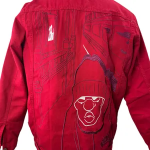 Southpole Men's Red Embroidered Long Sleeve Button Up Shirt Shacket Jacket Sz M thumbnail 4