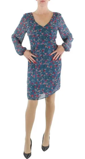 NWT Inc Womens Floral Mini Shift Dress Green M 10855977 XS Aqua Lake Combo Blue thumbnail 1
