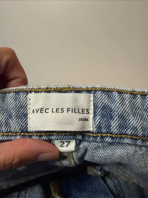 Avec Les Filles RIOU High Rise Wide Leg Cargo Jeans Tunnel Destructed Wash SZ 27 thumbnail 5